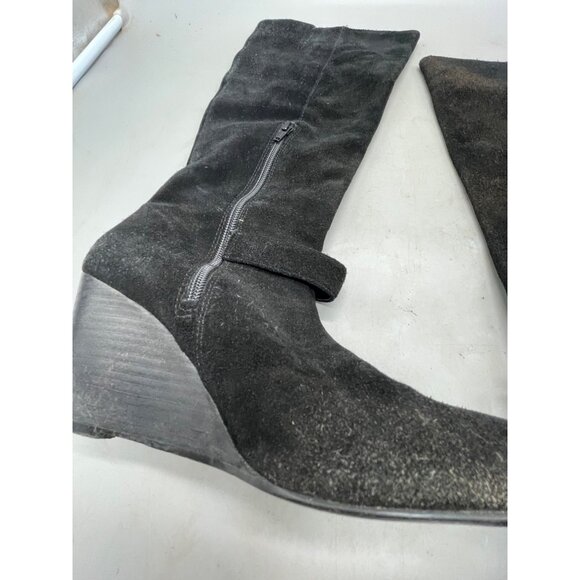 BCBGeneration suede 3" wedge knee high boots black side zip size 8.5 B READ - Picture 8 of 9